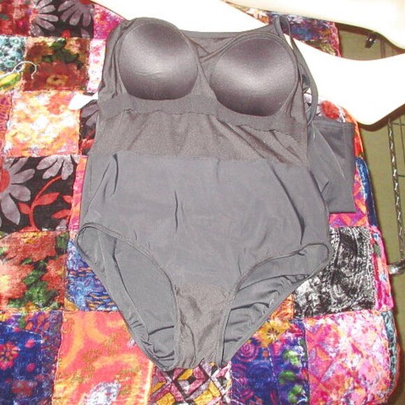 Fit 4 Ur Thighs Swim Dress Size 18W One Piece Airbrush Floral Slimming Minimizer - Picture 10 of 11